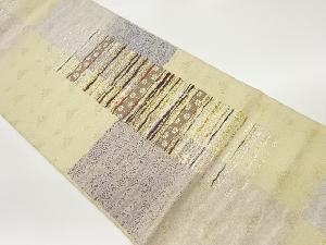 モール変わり短冊に横縞・小花模様織出し袋帯